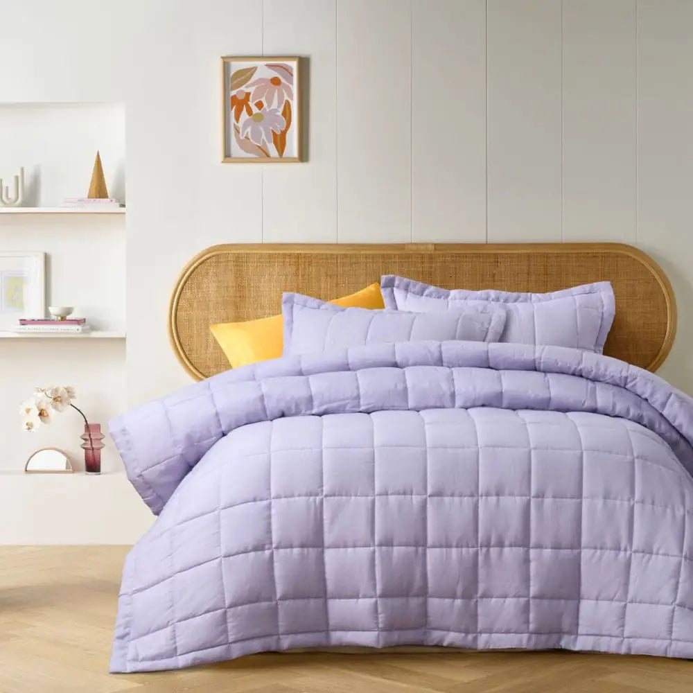 Vintage Design Homewares Lilac French Linen Coverlet Set King - Home & Garden > Decor > Garden Ornaments