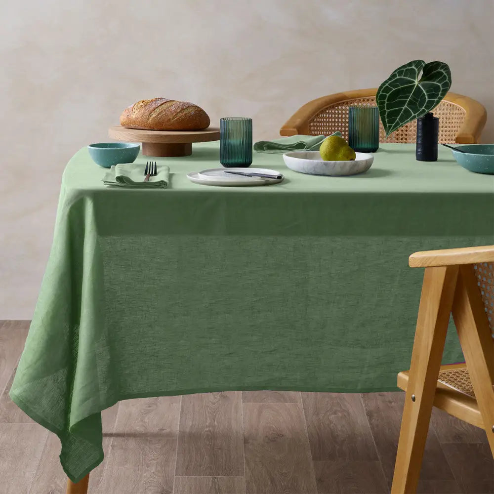 Vintage Design Homewares Mist French Linen Tablecloth 150cm x 230cm - Home & Garden > Kitchenware