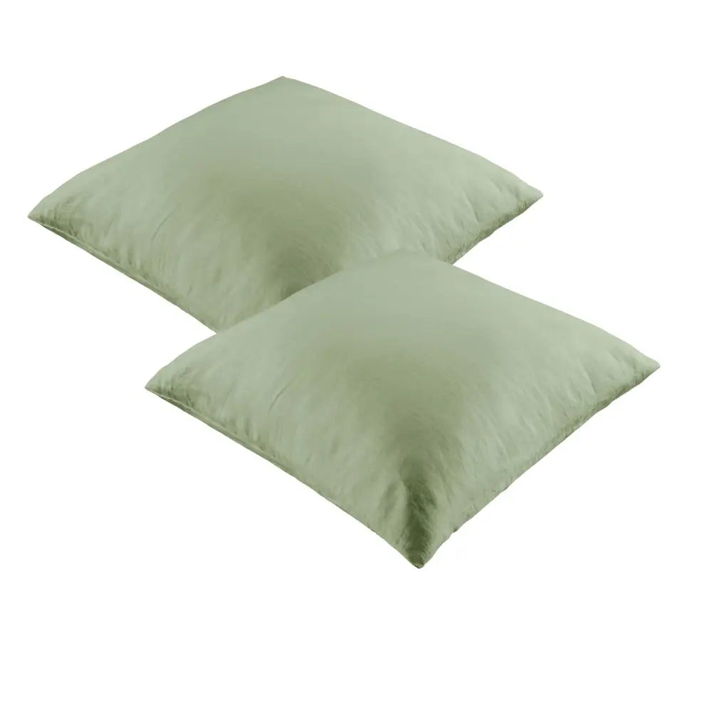 Vintage Design Homewares Pair of 100% Linen European Pillowcases Sage - Home & Garden > Bedding > Pillowcases