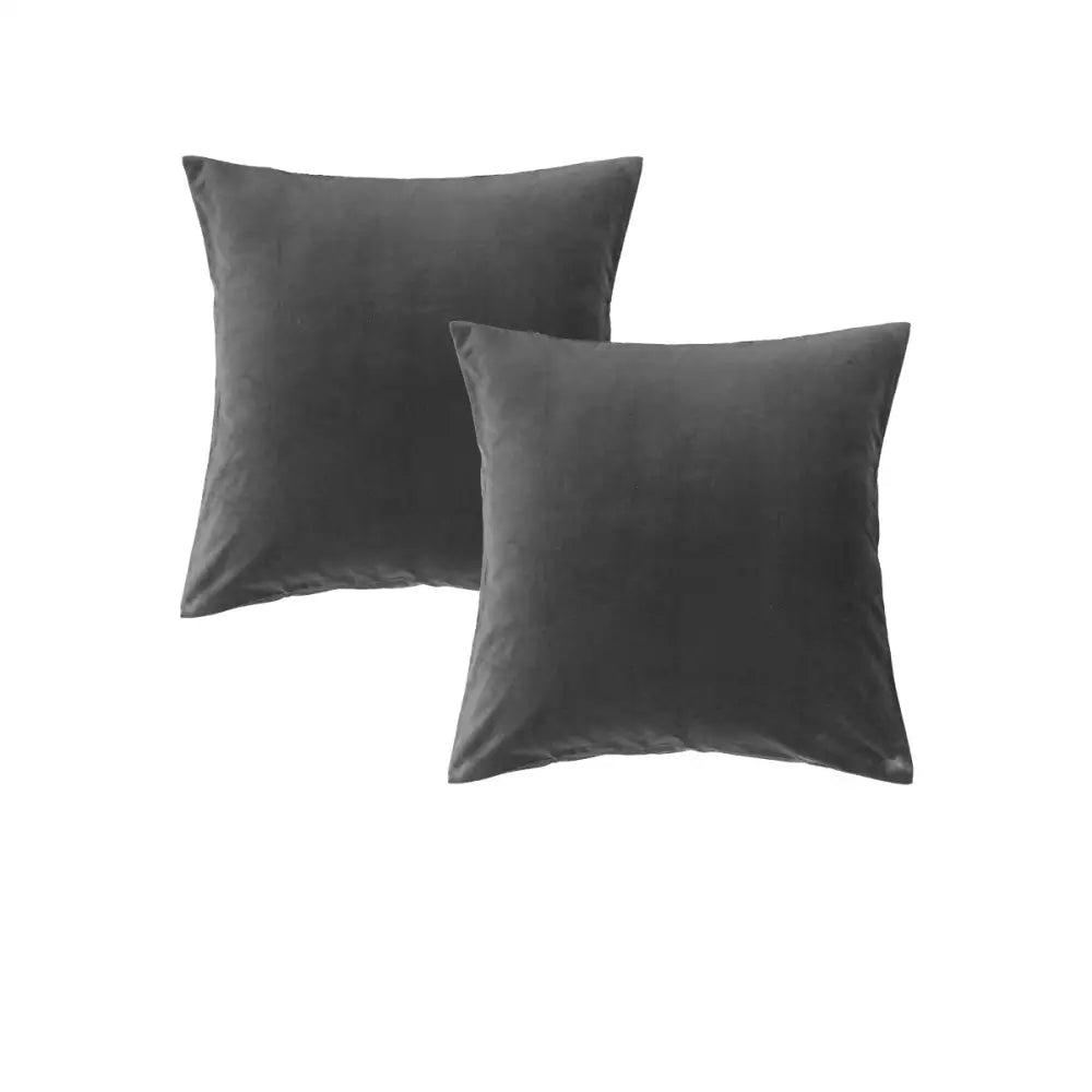 Vintage Design Homewares Pair of Cotton Velvet European Pillowcases Storm Grey - Home & Garden > Bedding > Pillowcases