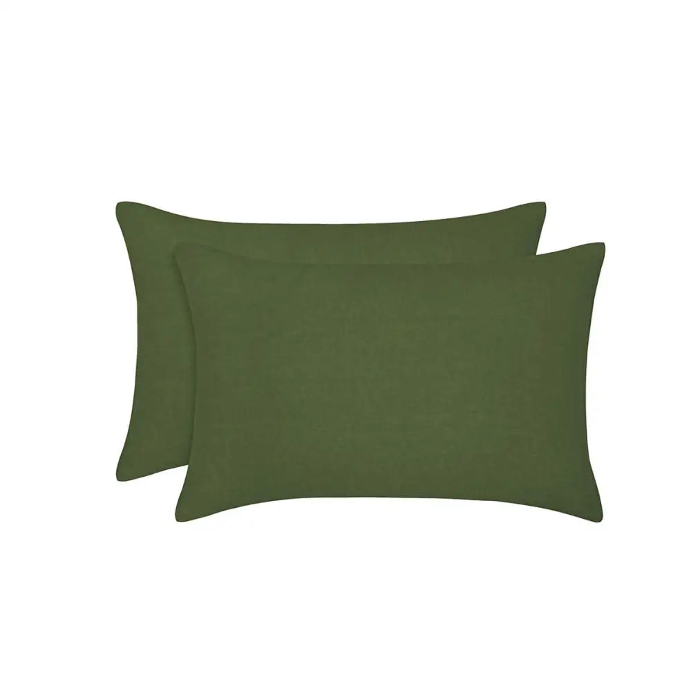 Vintage Design Homewares Pair of Olive French Linen Standard Pillowcases 48 x 73cm - Home & Garden > Bedding >