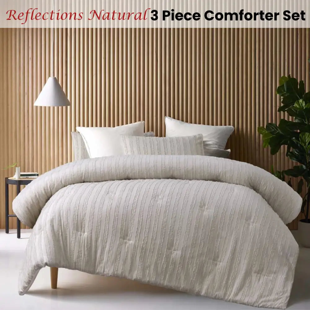 Vintage Design Homewares Reflections Natural 3 Piece Comforter Set King - Home & Garden > Bedding