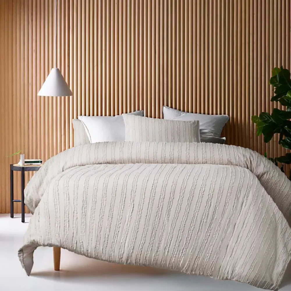 Vintage Design Homewares Reflections Natural Cotton Quilt Cover Set Queen - Home & Garden > Bedding