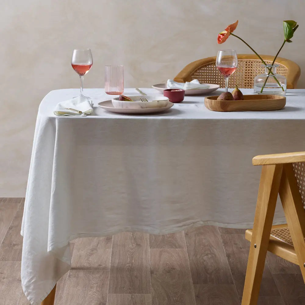 Vintage Design Homewares White French Linen Tablecloth 150cm x 300cm - Home & Garden > Kitchenware