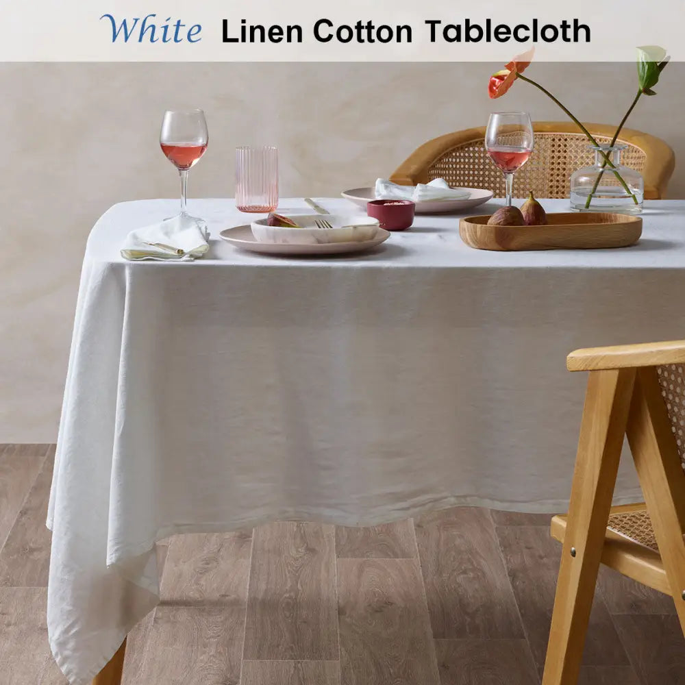 Vintage Design Homewares White French Linen Tablecloth 150cm x 300cm - Home & Garden > Kitchenware