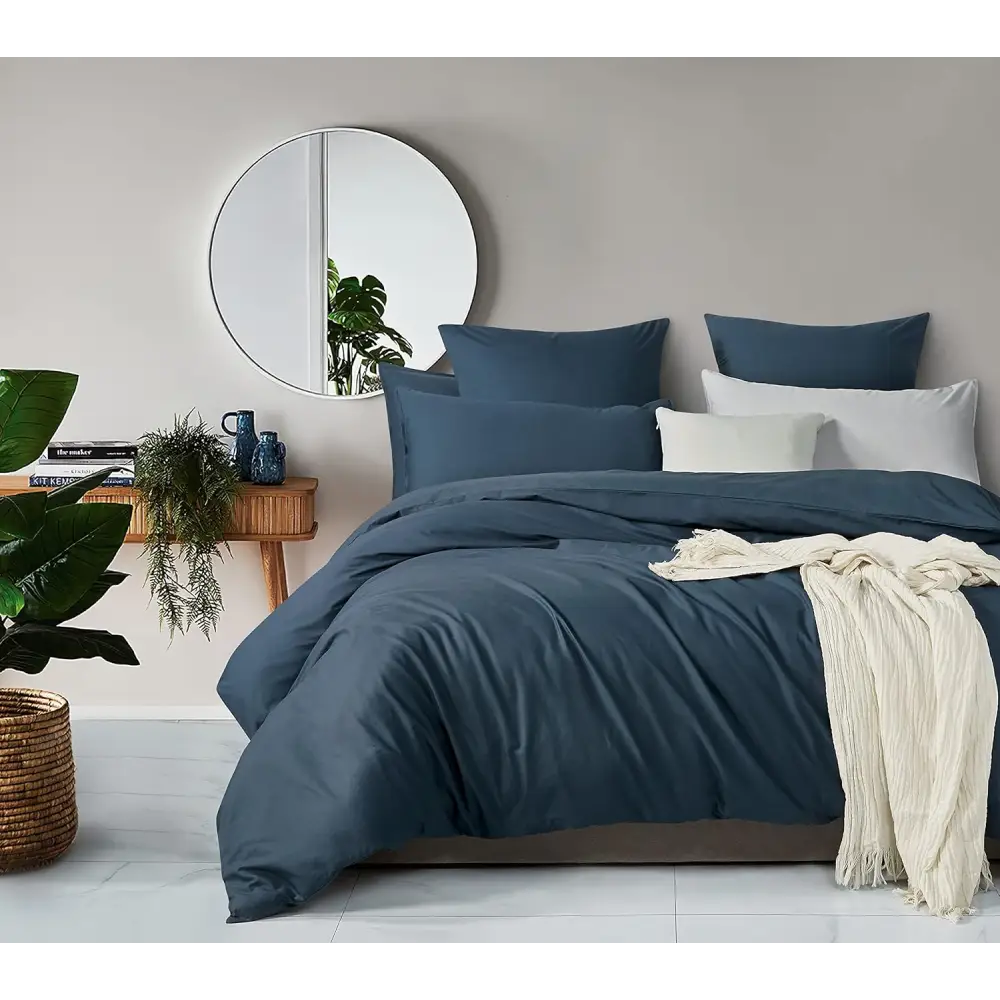 Vintage Washed 100% Cotton European Pillowcase - Luxurious European Pillow Cover - Dark Indigo - 1 Pc - Home & Garden >