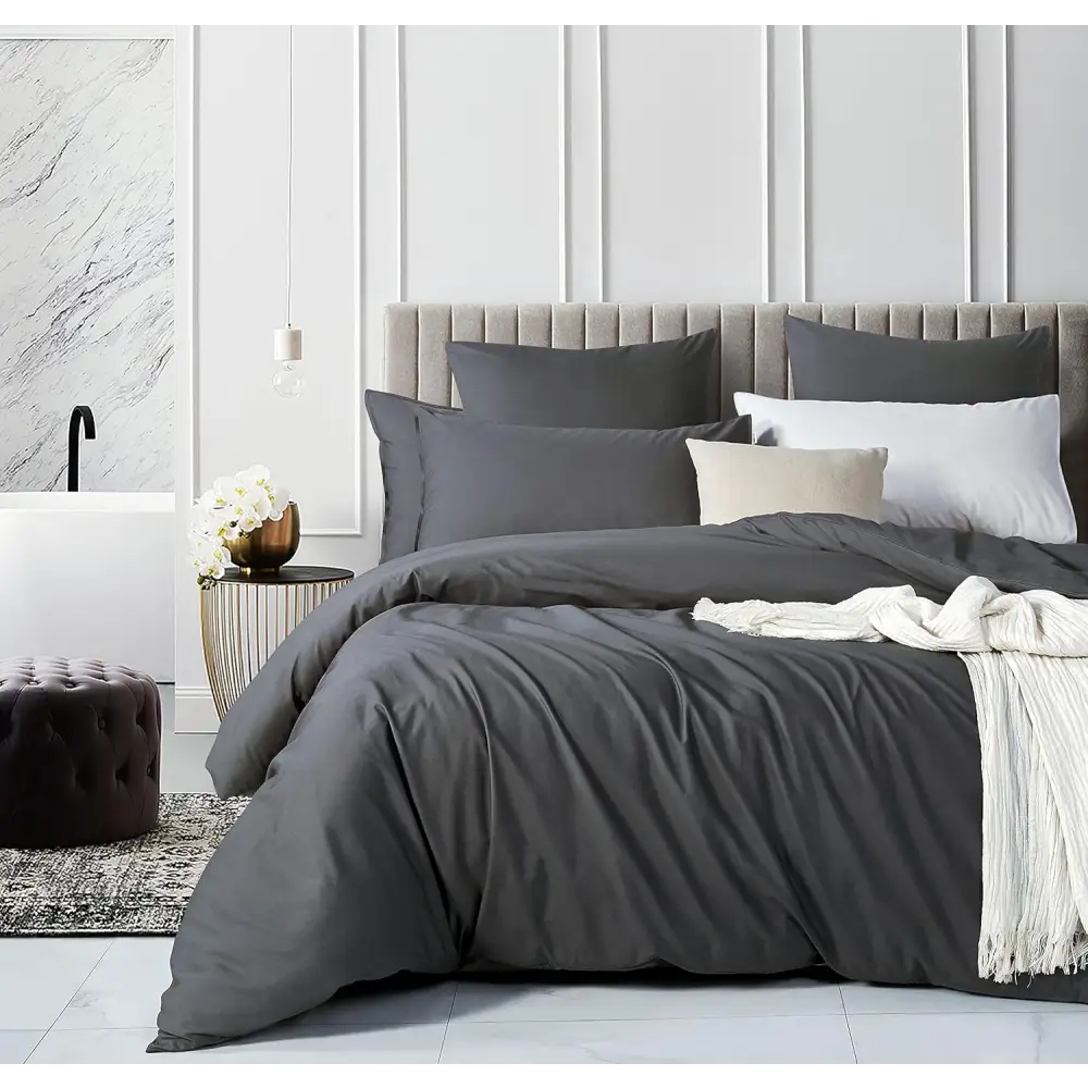 Vintage Washed 100% Cotton European Pillowcase - Luxurious European Pillow Cover - Charcoal - 1 Pc - Home & Garden >