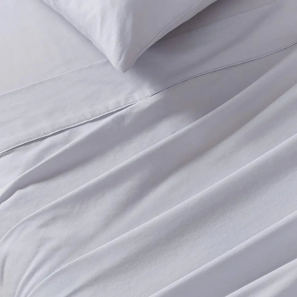 Vintage Washed 100% Cotton Sheet Set with 2 Pillowcases - Silver - Queen Size - Home & Garden > Bedding > Bed Sheets
