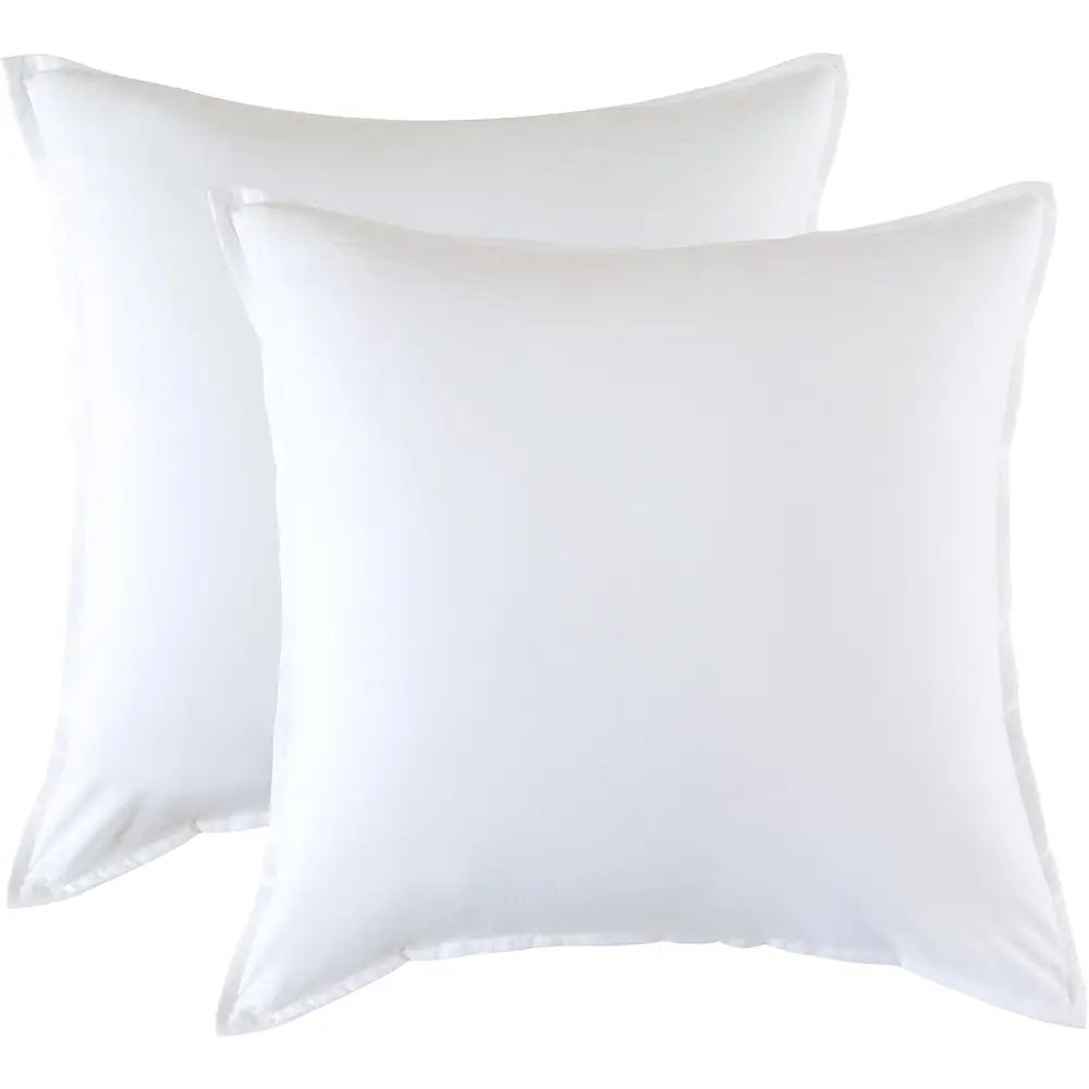 Vintage Washed Microfibre European Pillowcases - Set of 2 Luxurious European Pillow Covers - White - Home & Garden >