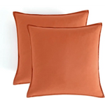 Vintage Washed Microfibre European Pillowcases - Set of 2 Luxurious European Pillow Covers - Terracotta - Home & Garden