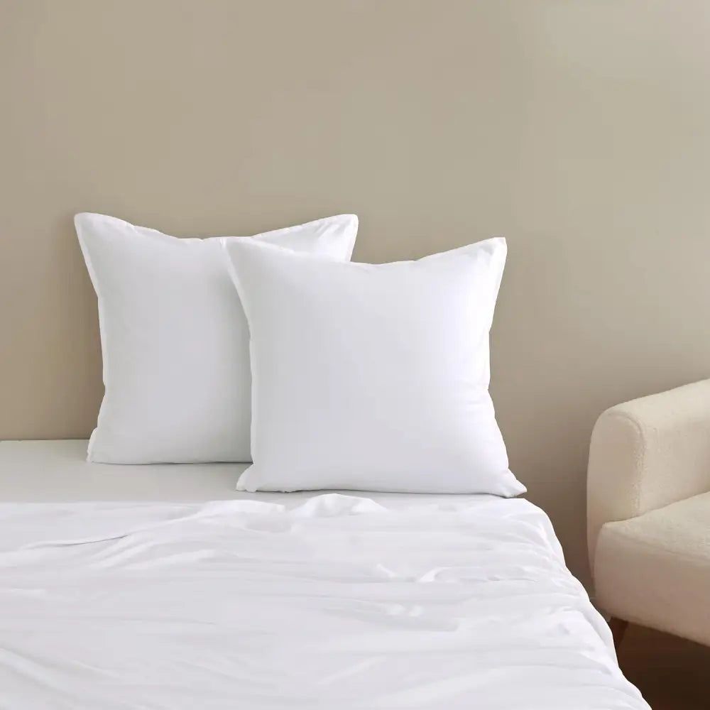 Vintage Washed Microfibre European Pillowcases - Set of 2 Luxurious European Pillow Covers - White - Home & Garden >