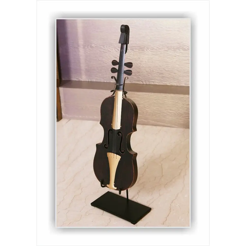 Violin Statue Display Ornament for Home Decor in Copper Finish - Home & Garden > Decor