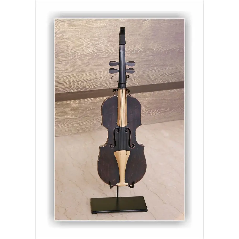 Violin Statue Display Ornament for Home Decor in Copper Finish - Home & Garden > Decor