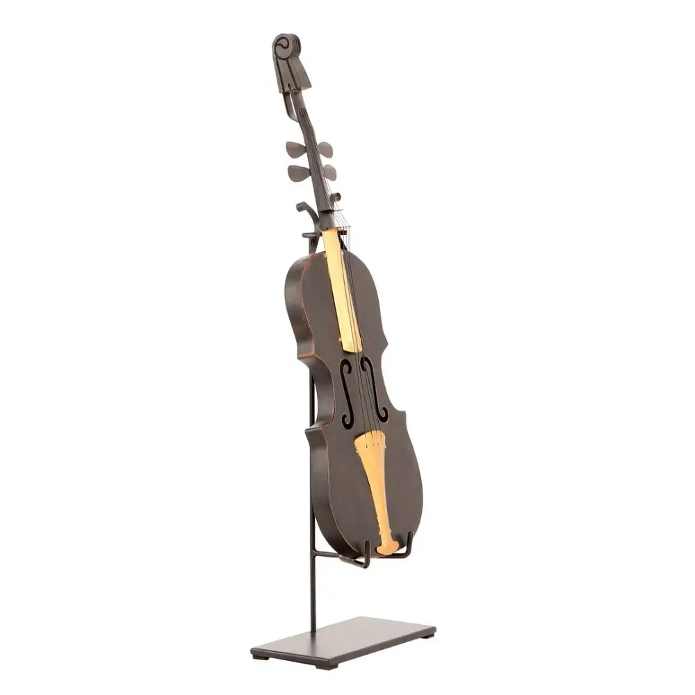 Violin Statue Display Ornament for Home Decor in Copper Finish - Home & Garden > Decor
