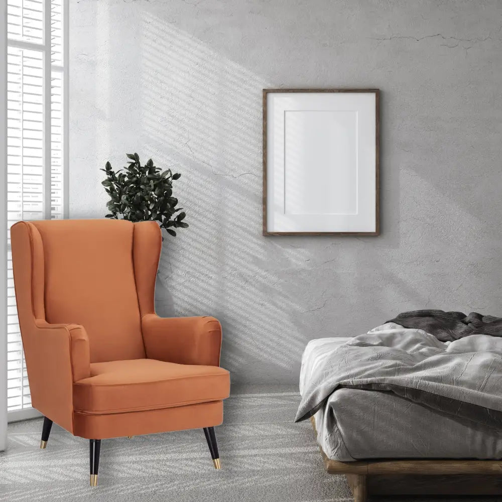 Vivian Accent Sofa Arm Chair Fabric Uplholstered Lounge Couch - Cinnamon - Furniture > Sofas