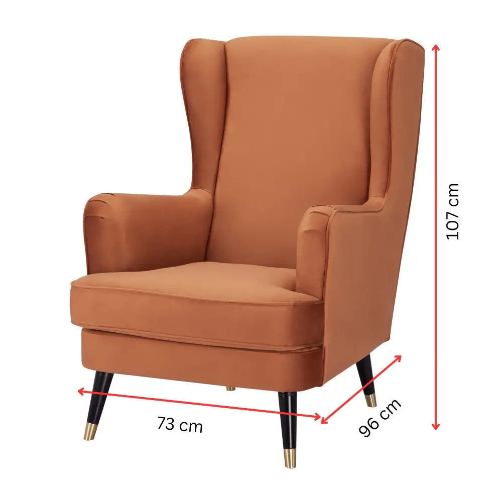 Vivian Accent Sofa Arm Chair Fabric Uplholstered Lounge Couch - Cinnamon - Furniture > Sofas