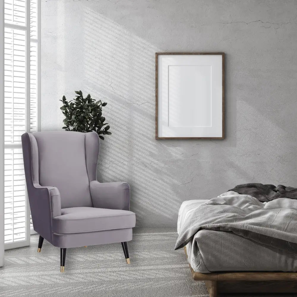 Vivian Accent Sofa Arm Chair Fabric Uplholstered Lounge Couch - Grey - Furniture > Sofas