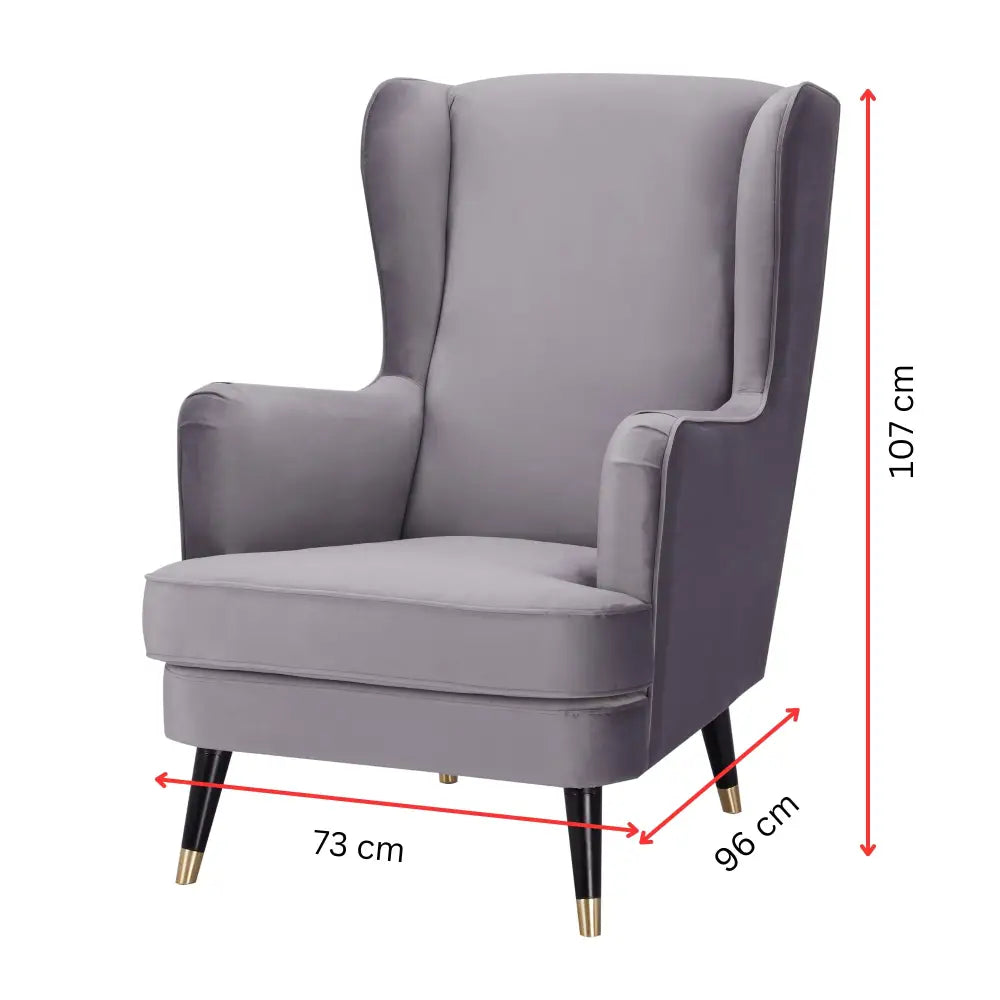 Vivian Accent Sofa Arm Chair Fabric Uplholstered Lounge Couch - Grey - Furniture > Sofas