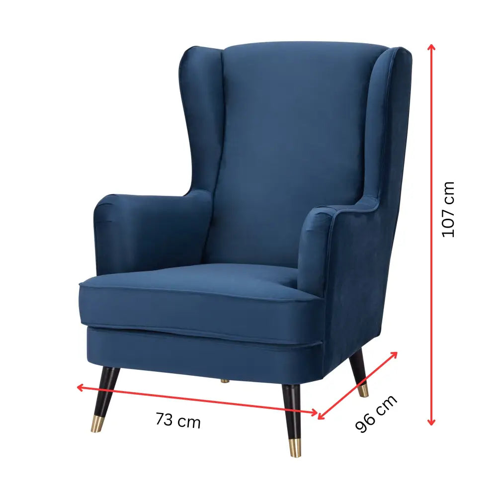 Vivian Accent Sofa Arm Chair Fabric Uplholstered Lounge Couch - Navy - Furniture > Sofas