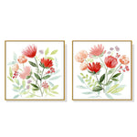 Wall Art 100cmx100cm Florals 2 Sets Gold Frame Canvas - Home & Garden > Wall Art