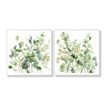 Wall Art 100cmx100cm Sage Garden By Carol Robinson 2 Sets White Frame Canvas - Home & Garden > Wall Art