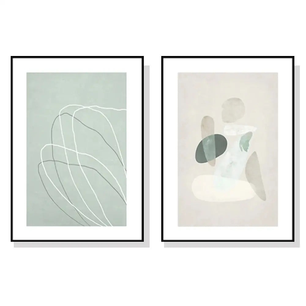 Wall Art 100cmx150cm Abstract body and lines 2 Sets Black Frame Canvas - Home & Garden > Wall Art