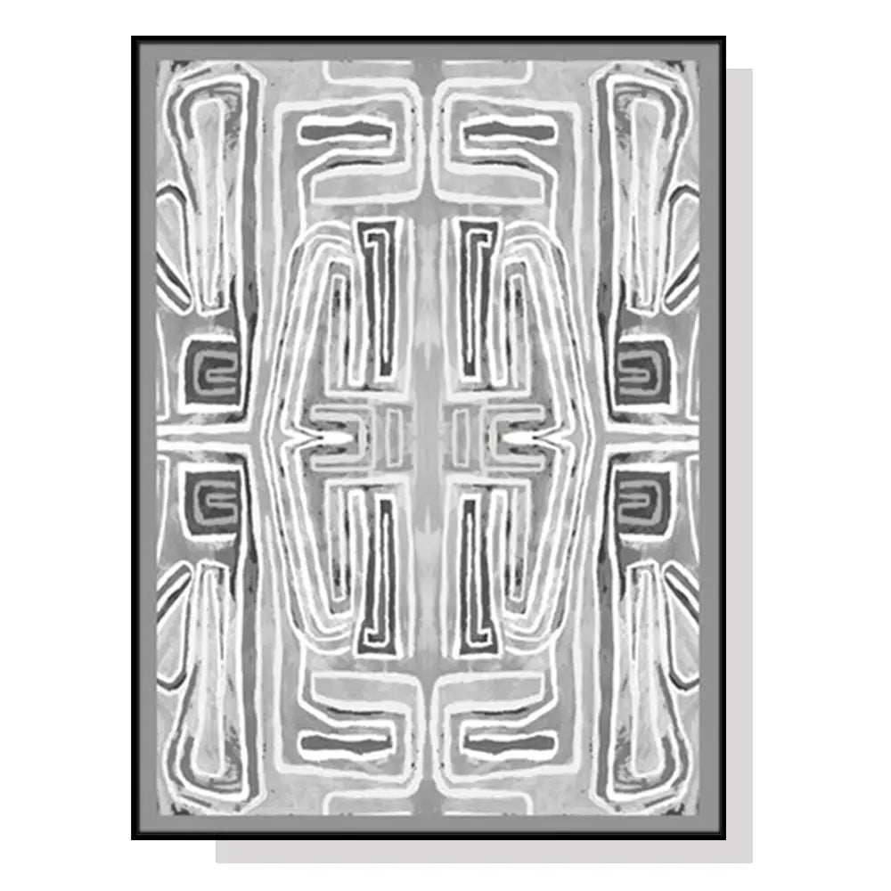 Wall Art 100cmx150cm Abstract Mountain Black Frame Canvas - Home & Garden > Wall Art