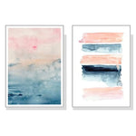 Wall Art 100cmx150cm Abstract Pink 2 Sets White Frame Canvas - Home & Garden > Wall Art