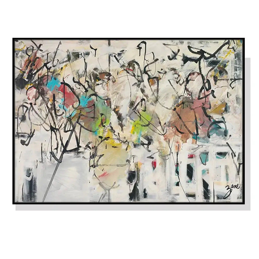 Wall Art 100cmx150cm Abstract White Dream Black Frame Canvas - Home & Garden > Wall Art