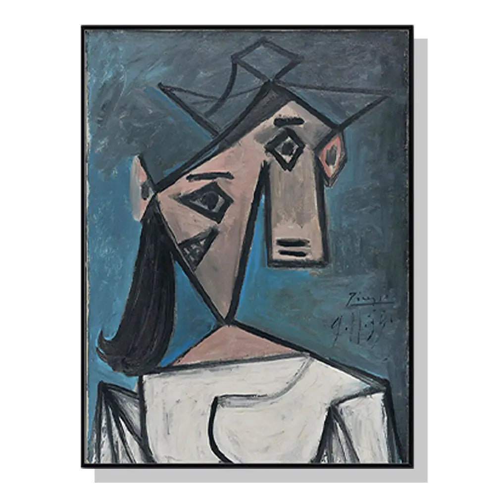 Wall Art 100cmx150cm Head Of A Woman By Pablo Picasso Black Frame Canvas - Home & Garden > Wall Art