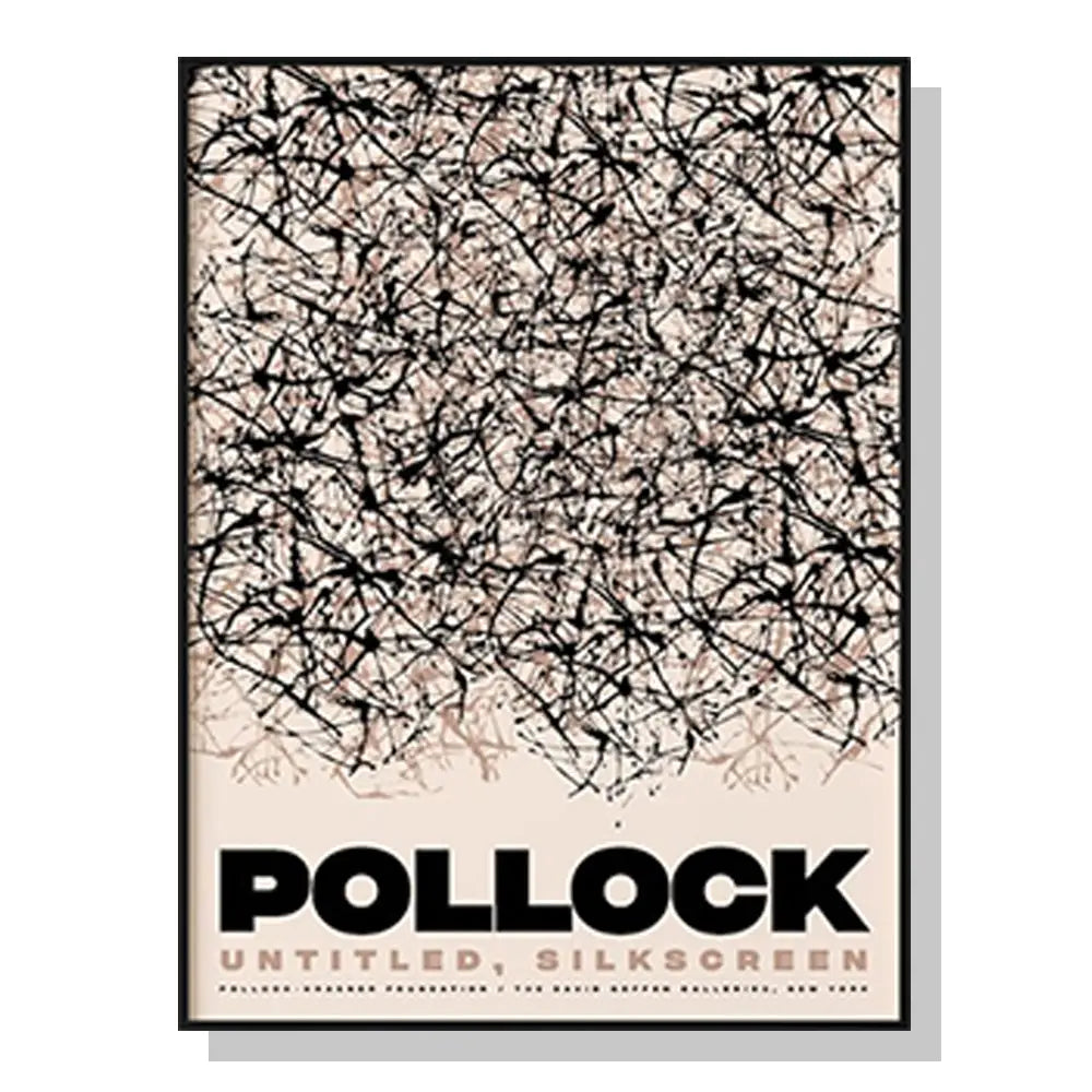 Wall Art 100cmx150cm Jackson Pollock Exhibition II Black Frame Canvas - Home & Garden > Wall Art