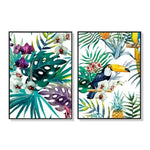 Wall Art 100cmx150cm Toucan and orchid 2 Sets Black Frame Canvas - Home & Garden > Wall Art