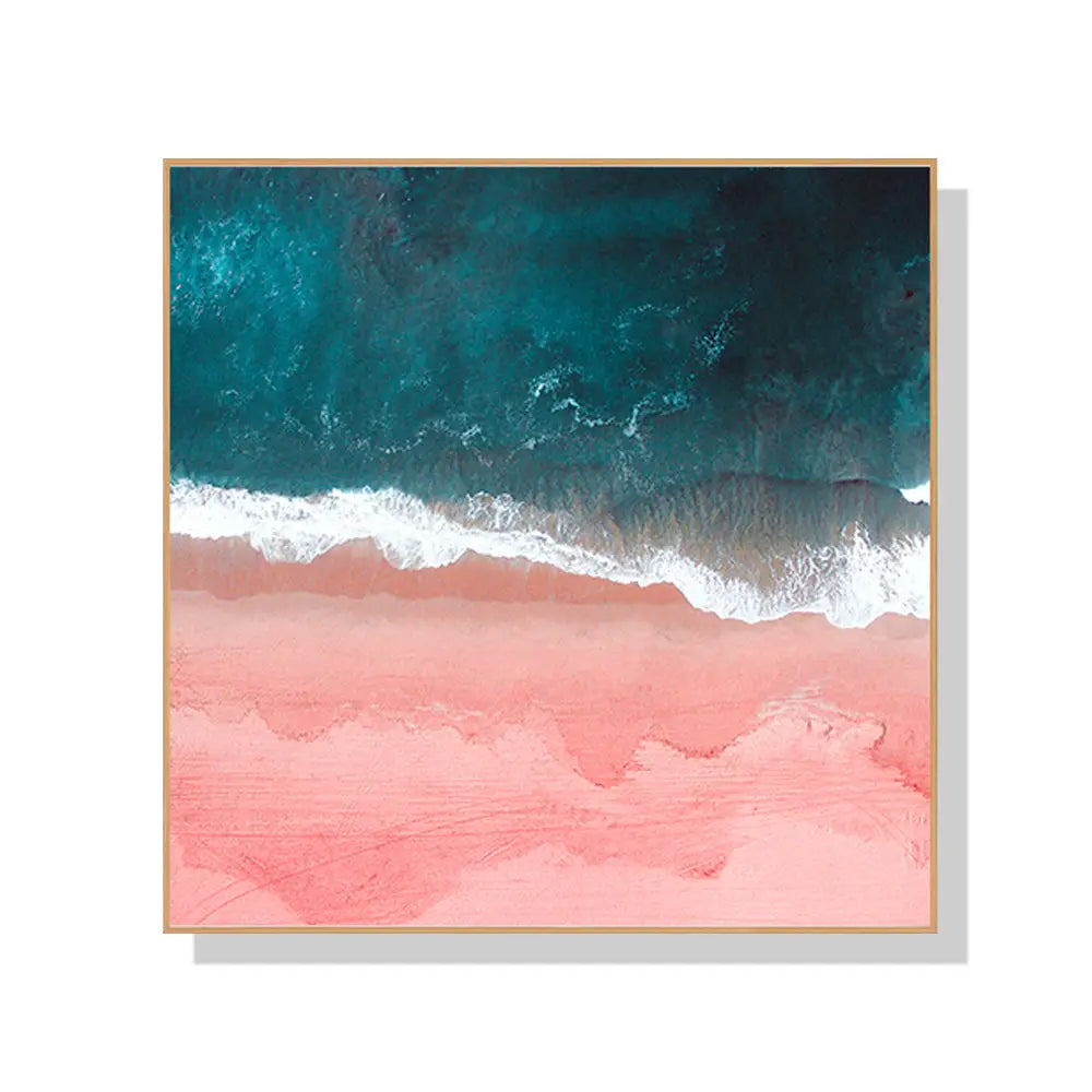 Wall Art 40cmx40cm Pink Sea Wood Frame Canvas - Home & Garden > Wall Art