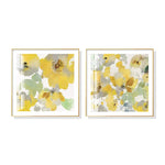 Wall Art 40cmx40cm Yellow Flowers American Style 2 Sets Gold Frame Canvas - Home & Garden > Wall Art