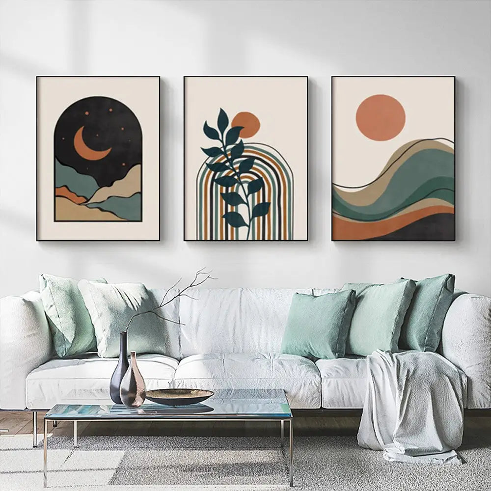 Wall Art 40cmx60cm Abstract Dark Green 3 Sets Black Frame Canvas - Home & Garden > Wall Art
