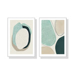 Wall Art 40cmx60cm Abstract Green Circle 2 Sets White Frame Canvas - Home & Garden > Wall Art