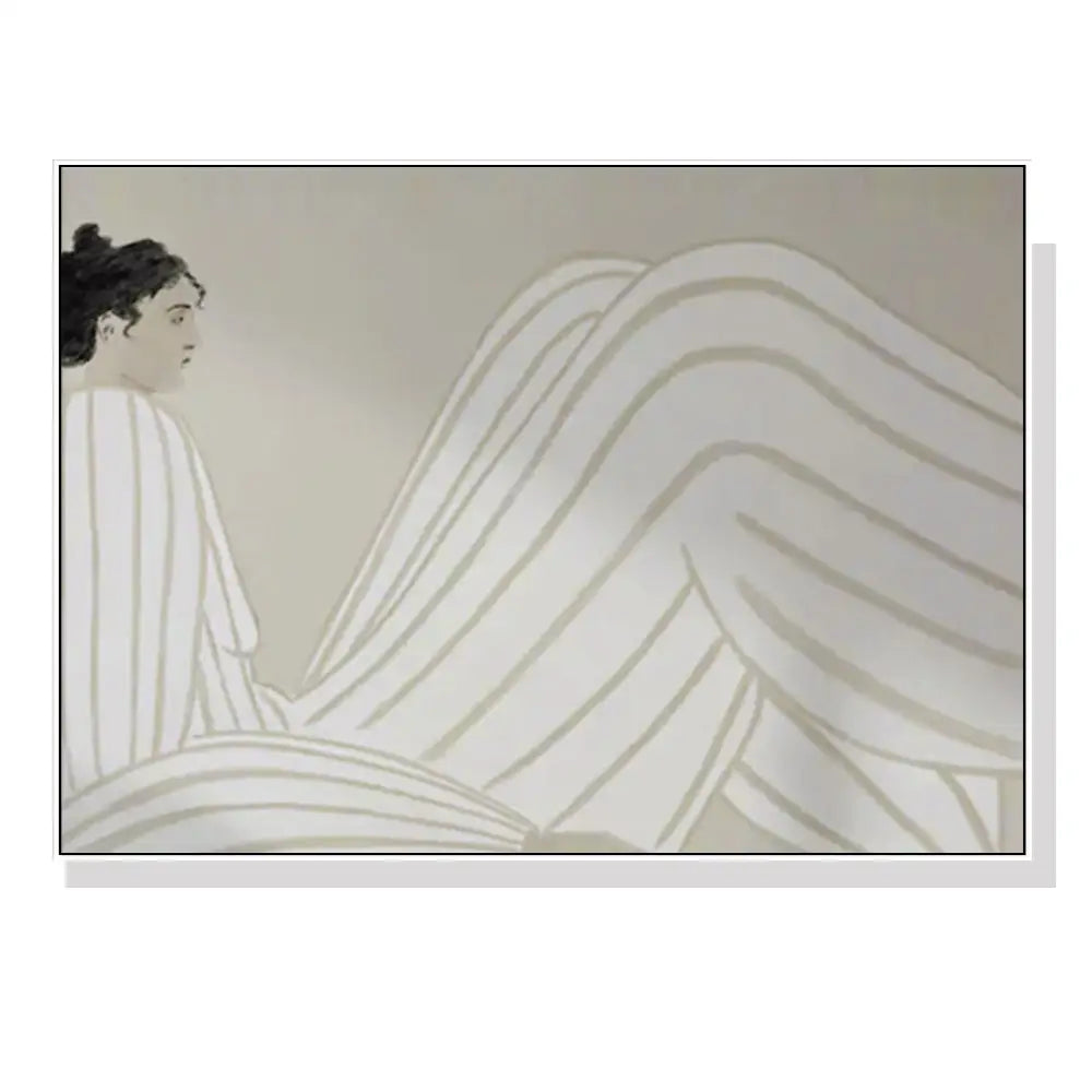 Wall Art 40cmx60cm Abstract Lady White Frame Canvas - Home & Garden > Wall Art