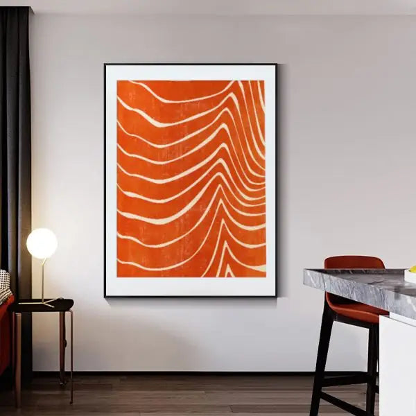 Wall Art 40cmx60cm Abstract Orange Black Frame Canvas - Home & Garden > Wall Art