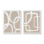 Wall Art 40cmx60cm Abstract White Lines 2 Sets White Frame Canvas - Home & Garden > Wall Art