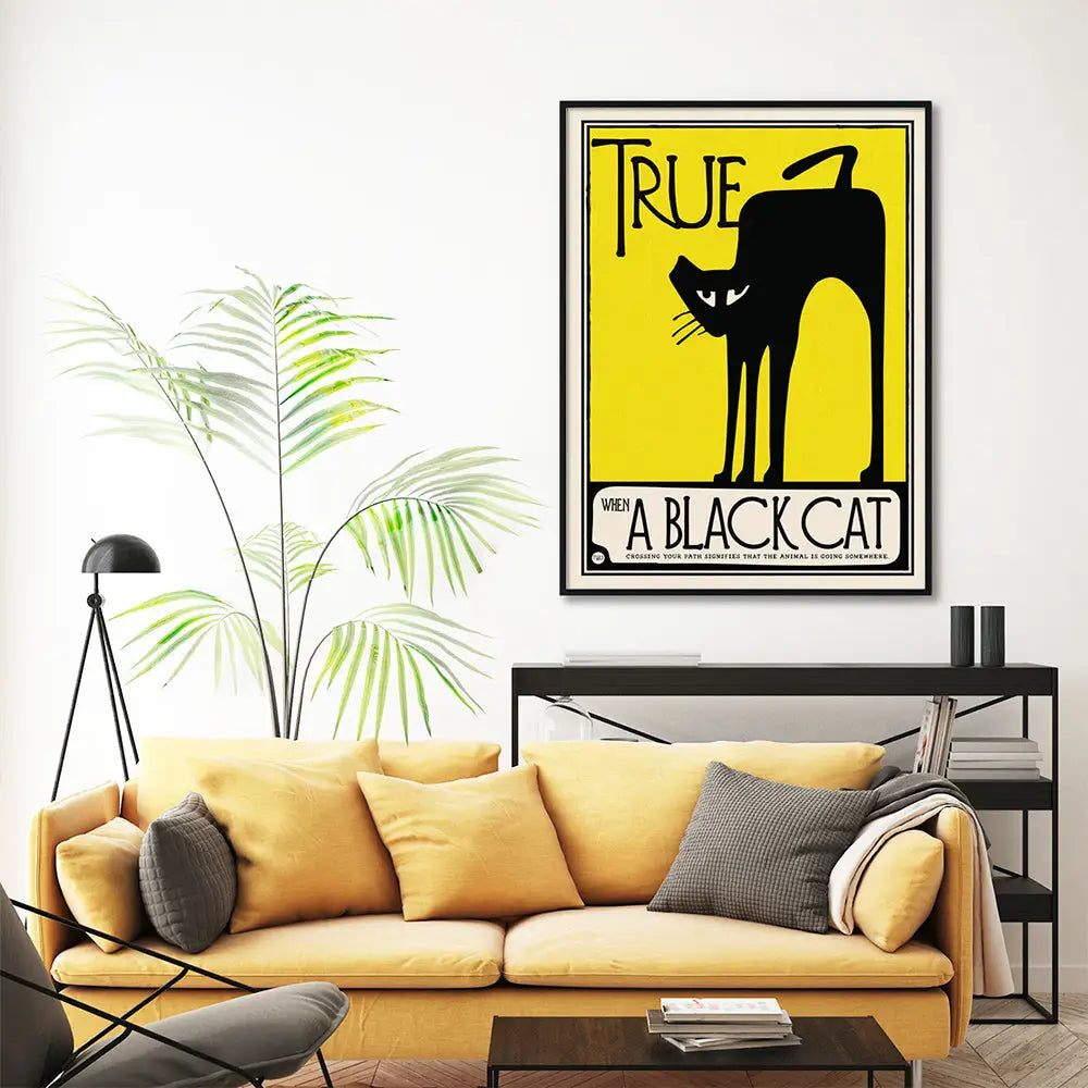 Wall Art 40cmx60cm Black Cat Black Frame Canvas - Home & Garden > Wall Art