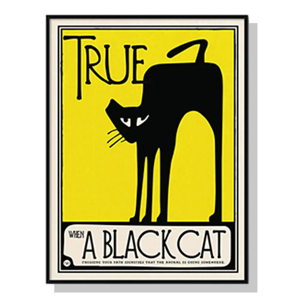 Wall Art 40cmx60cm Black Cat Black Frame Canvas - Home & Garden > Wall Art