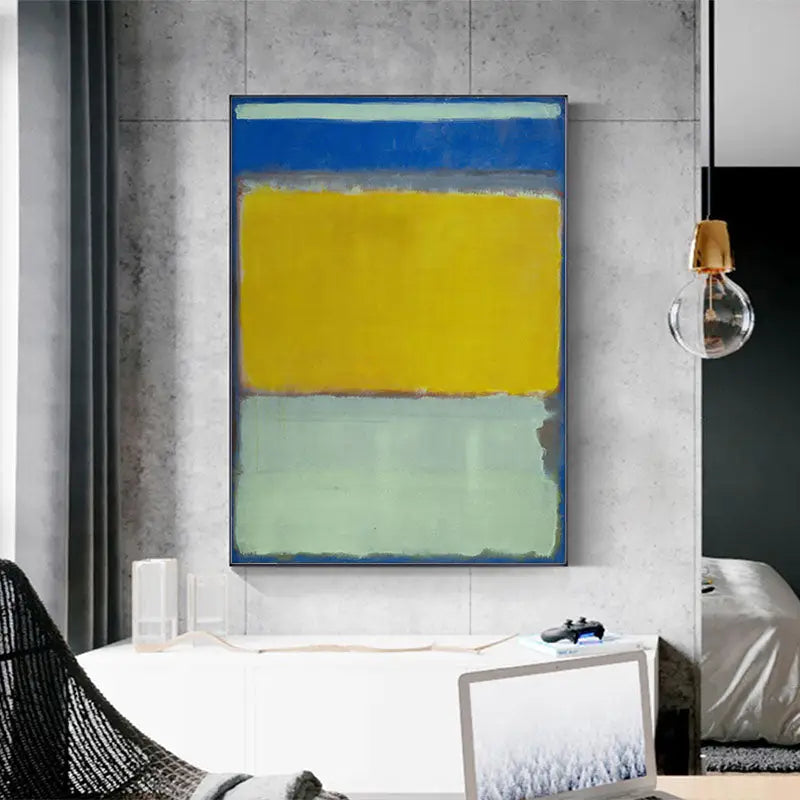 Wall Art 40cmx60cm Blue Yellow Green By Mark Rothko Black Frame Canvas - Home & Garden > Wall Art