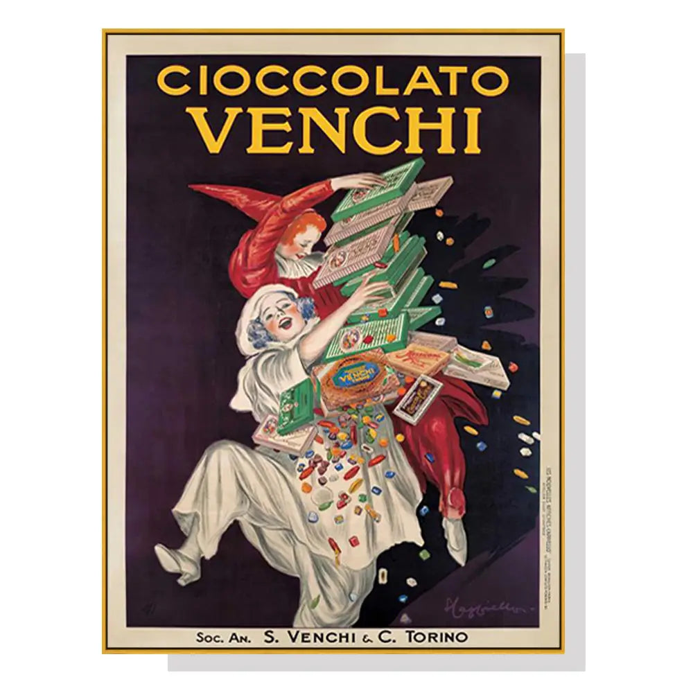 Wall Art 40cmx60cm Cioccolato Venchi Vintage Gold Frame Canvas - Home & Garden > Wall Art