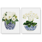 Wall Art 40cmx60cm Elegant Flower 2 Sets White Frame Canvas - Home & Garden > Wall Art