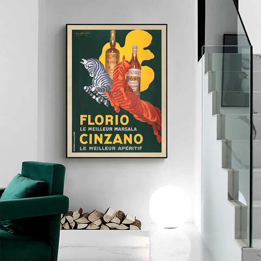 Wall Art 40cmx60cm Florio Cinzano Black Frame Canvas - Home & Garden > Wall Art