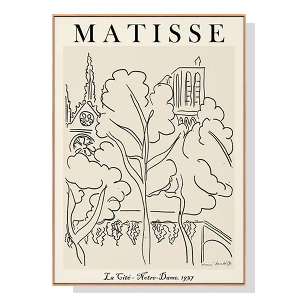 Wall Art 40cmx60cm Line Art By Henri Matisse Wood Frame Canvas - Home & Garden > Wall Art