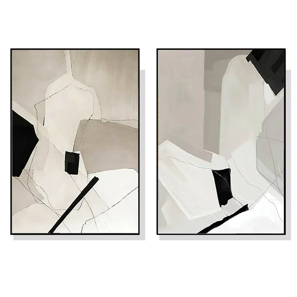 Wall Art 40cmx60cm Modern Abstract 2 Sets Black Frame Canvas - Home & Garden > Wall Art