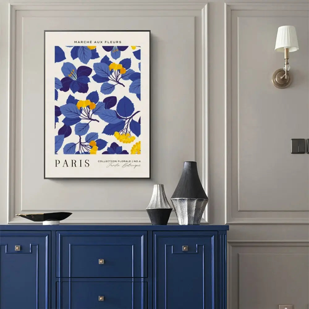 Wall Art 40cmx60cm Paris Flower Market Black Frame Canvas - Home & Garden > Wall Art