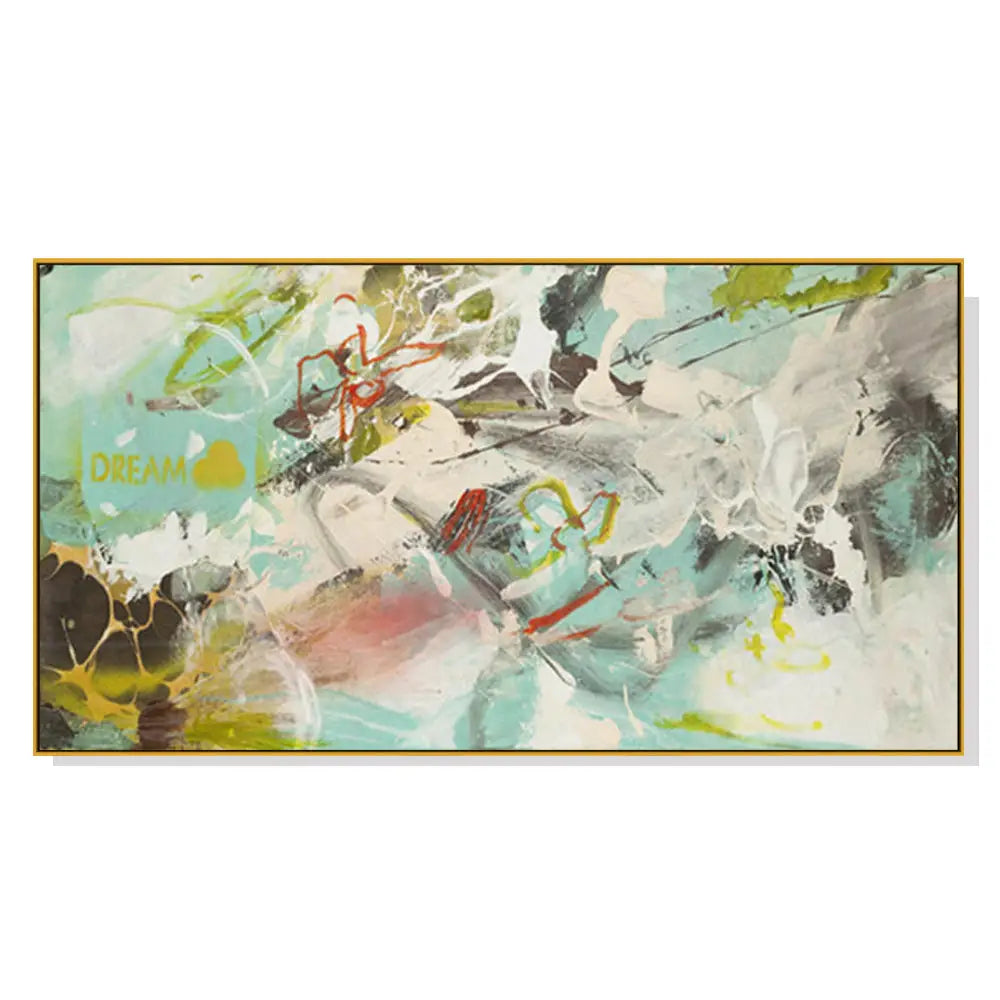 Wall Art 40cmx80cm Dream Dream Gold Frame Canvas - Home & Garden > Wall Art