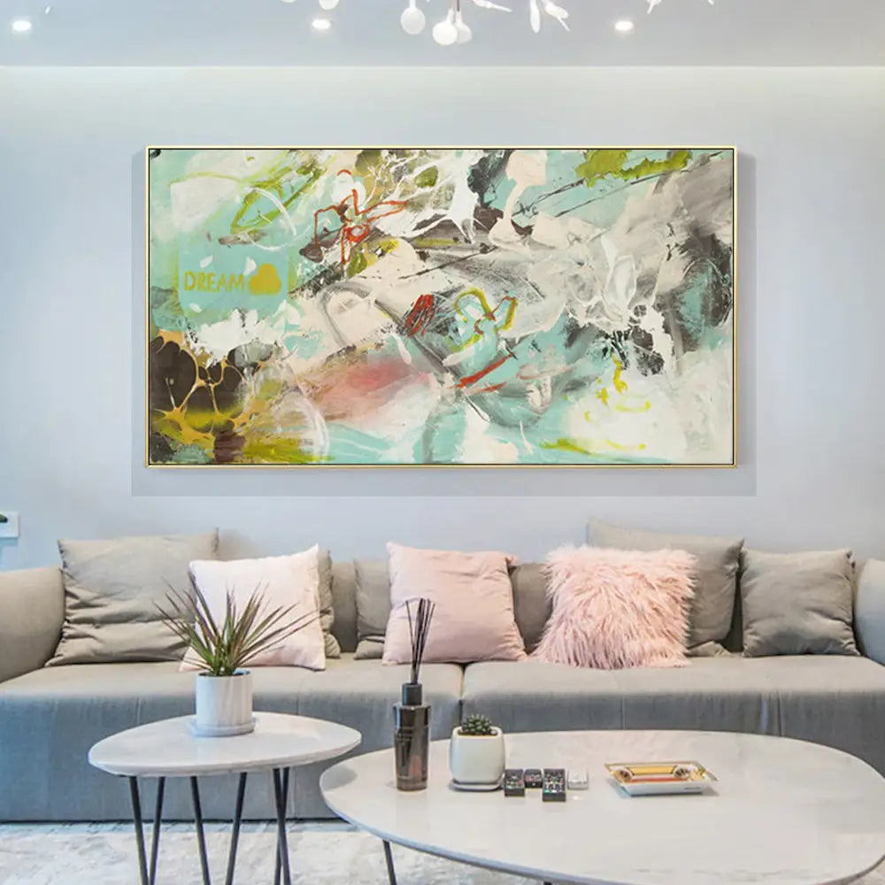 Wall Art 60cmx120cm Dream Dream Gold Frame Canvas - Home & Garden > Wall Art